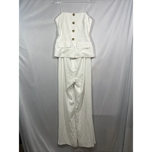 NEW $277 AMANDA UPRICHARD [ Medium ]‎ Yadira Strapless Jumpsuit White #J2030 - Picture 8 of 16